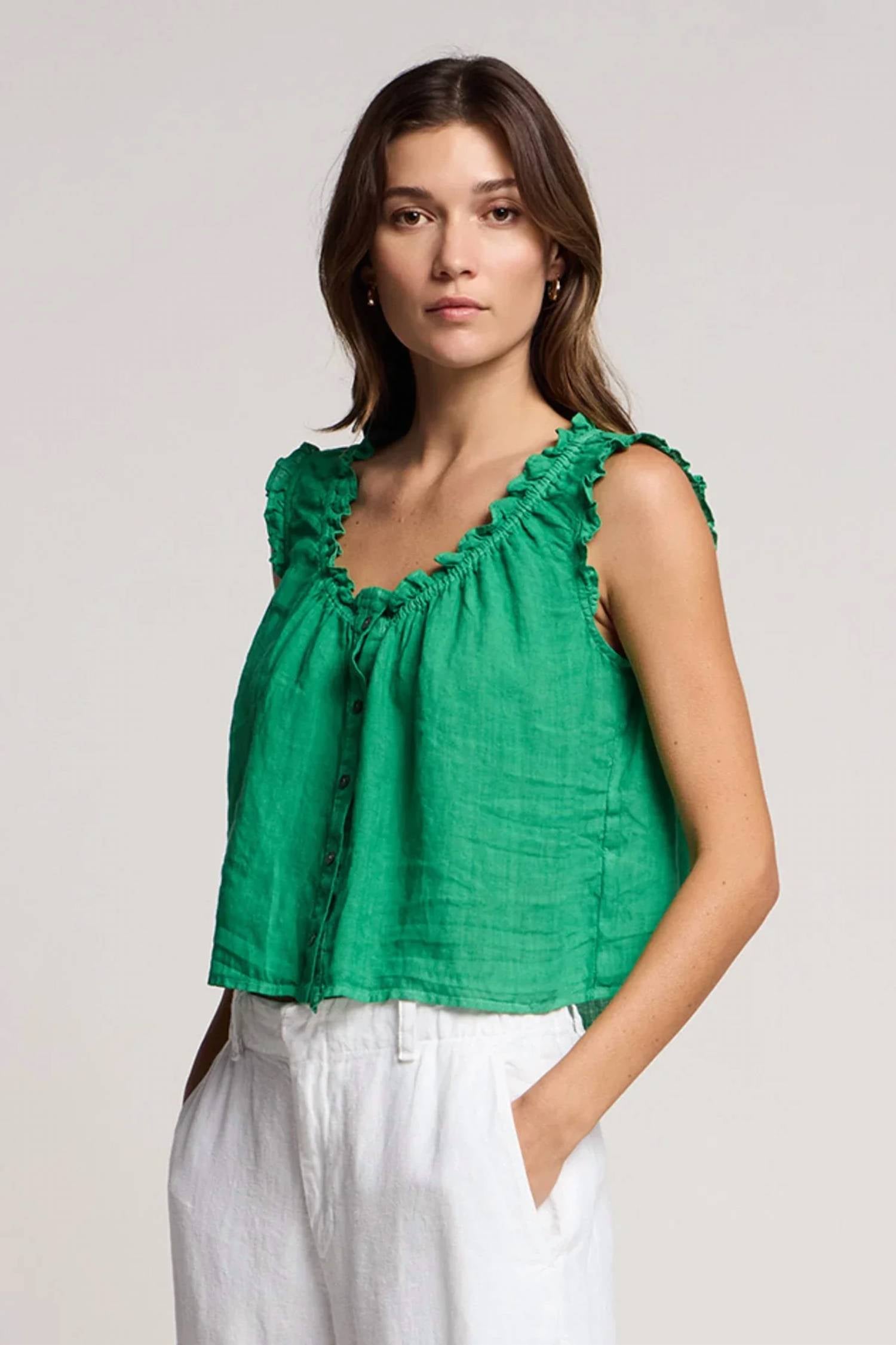 Velvet By Graham & Spencer - Tana Woven Linen Tank Top
