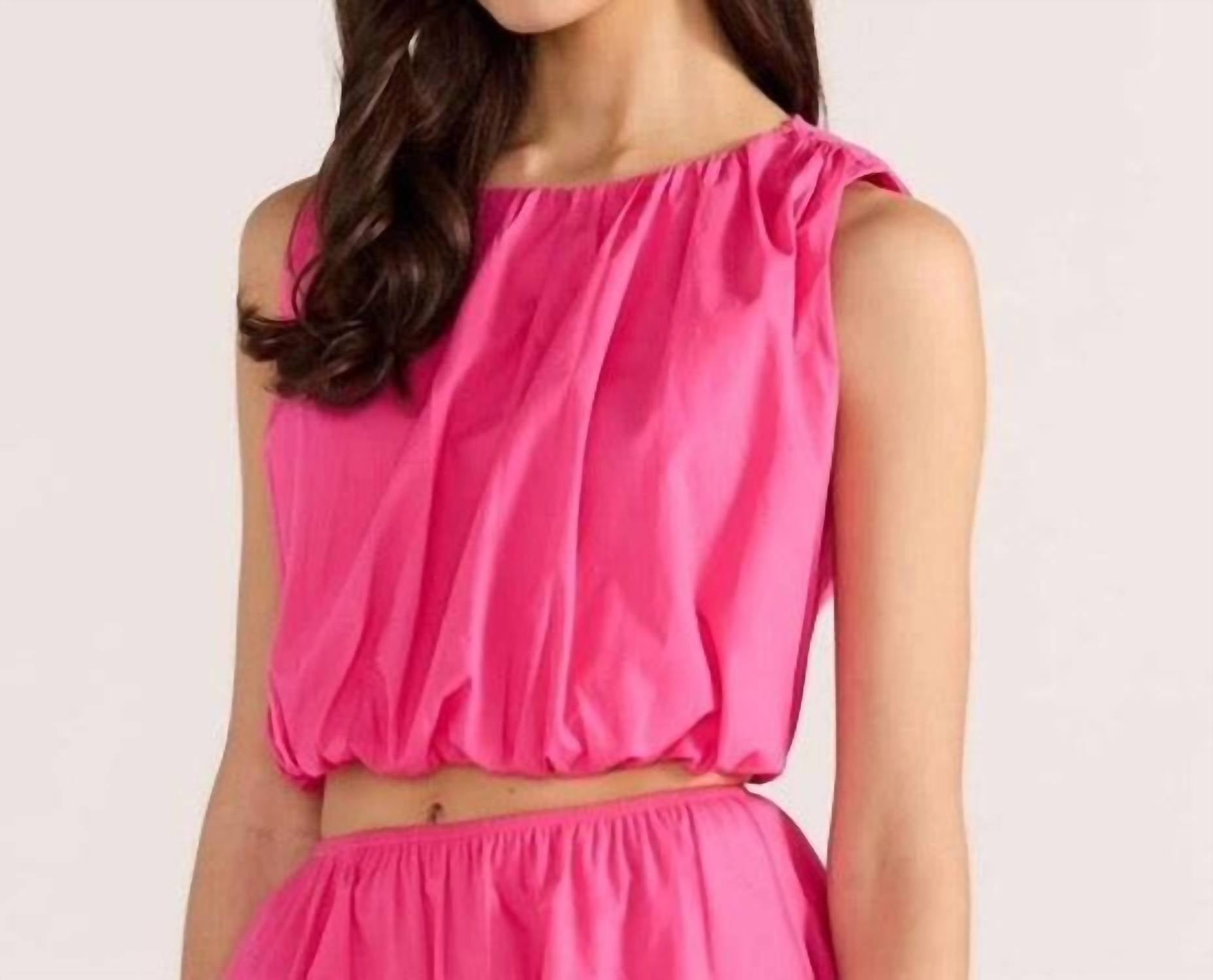 MINKPINK Sleeveless Bubble Top in pink - women's shirt - detail view
