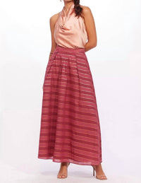 Eva Franco - Golden Cranberry Stripes Maxi Skirt