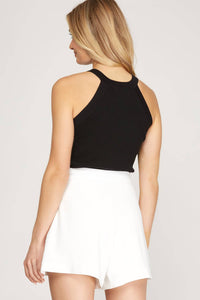 Woven Pleated Shorts With Lining