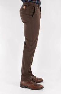 DEVIL-DOG Chino Sateen Twill Pant in dark roast - men's pants - detail view