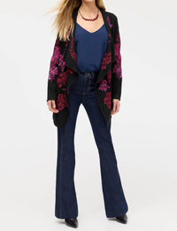 Johnny Was Biya Draped Sweater in musia black - women's cardigan