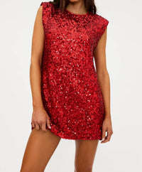 Beach Riot Mirabel Sequin Mini Dress in red - women's dress - alternate view