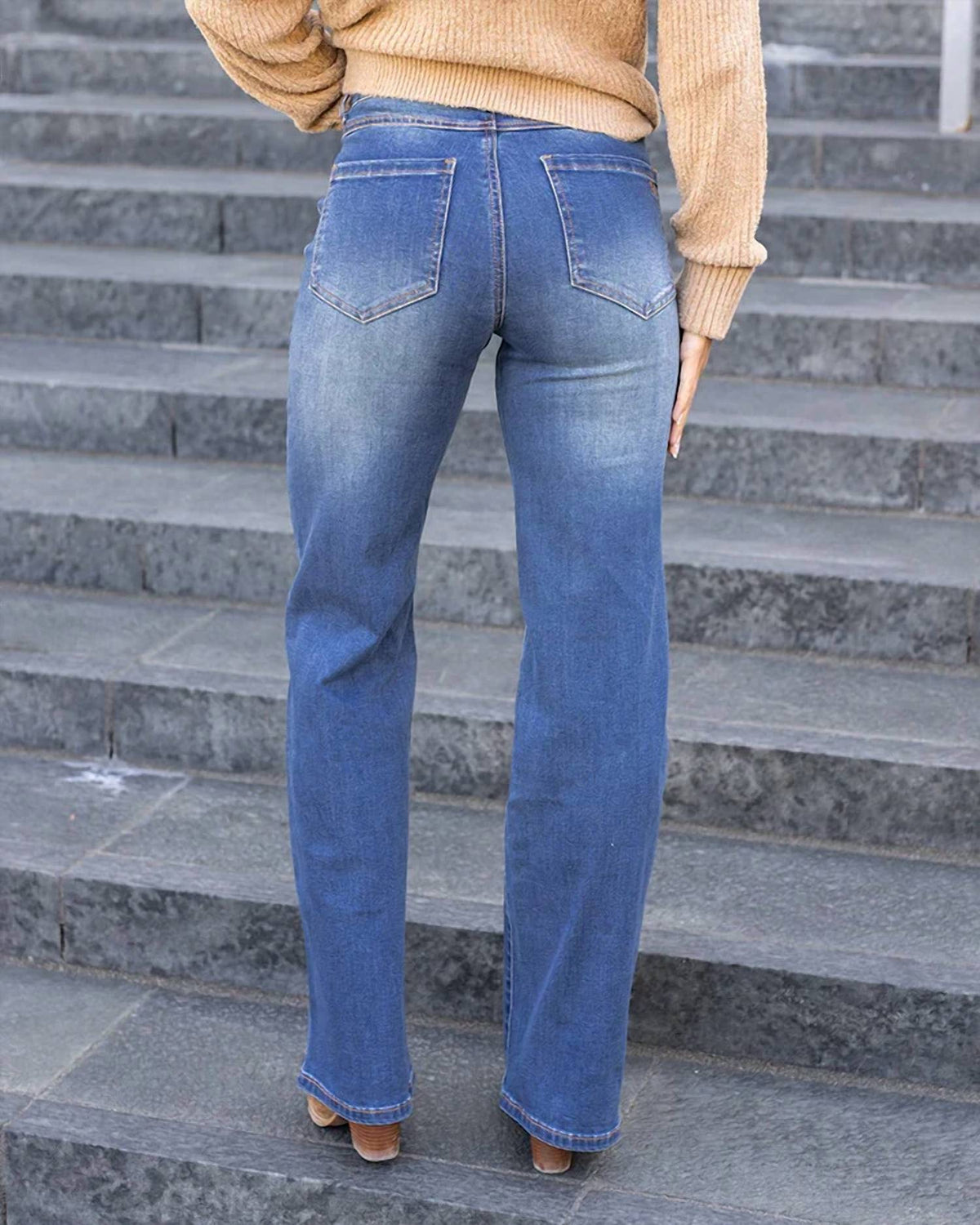 Grace And Lace - Wide Leg Waist Shaper Denim Jeans