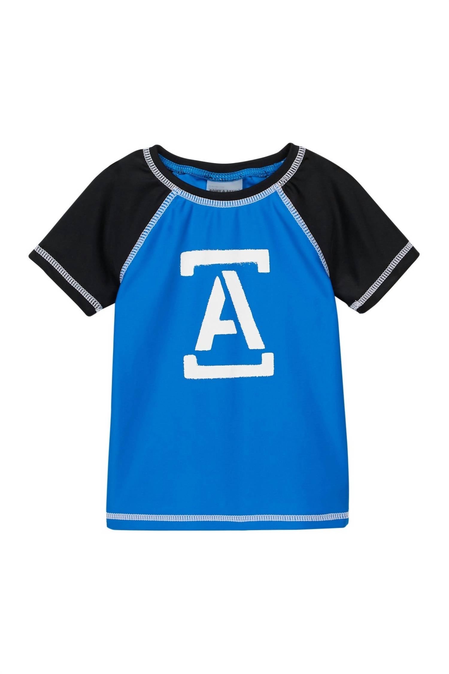 Romy & Aksel Boys Fun Short Sleeve Rashguard in brilliant blue - kids' item