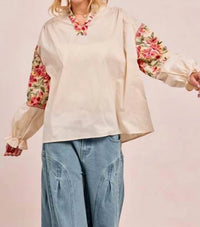 Bibi - Woven Sleeve Top