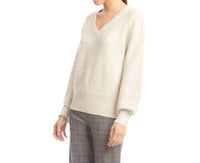 Karen Kane Sequin V-Neck Sweater in sand - women's sweater - detail view