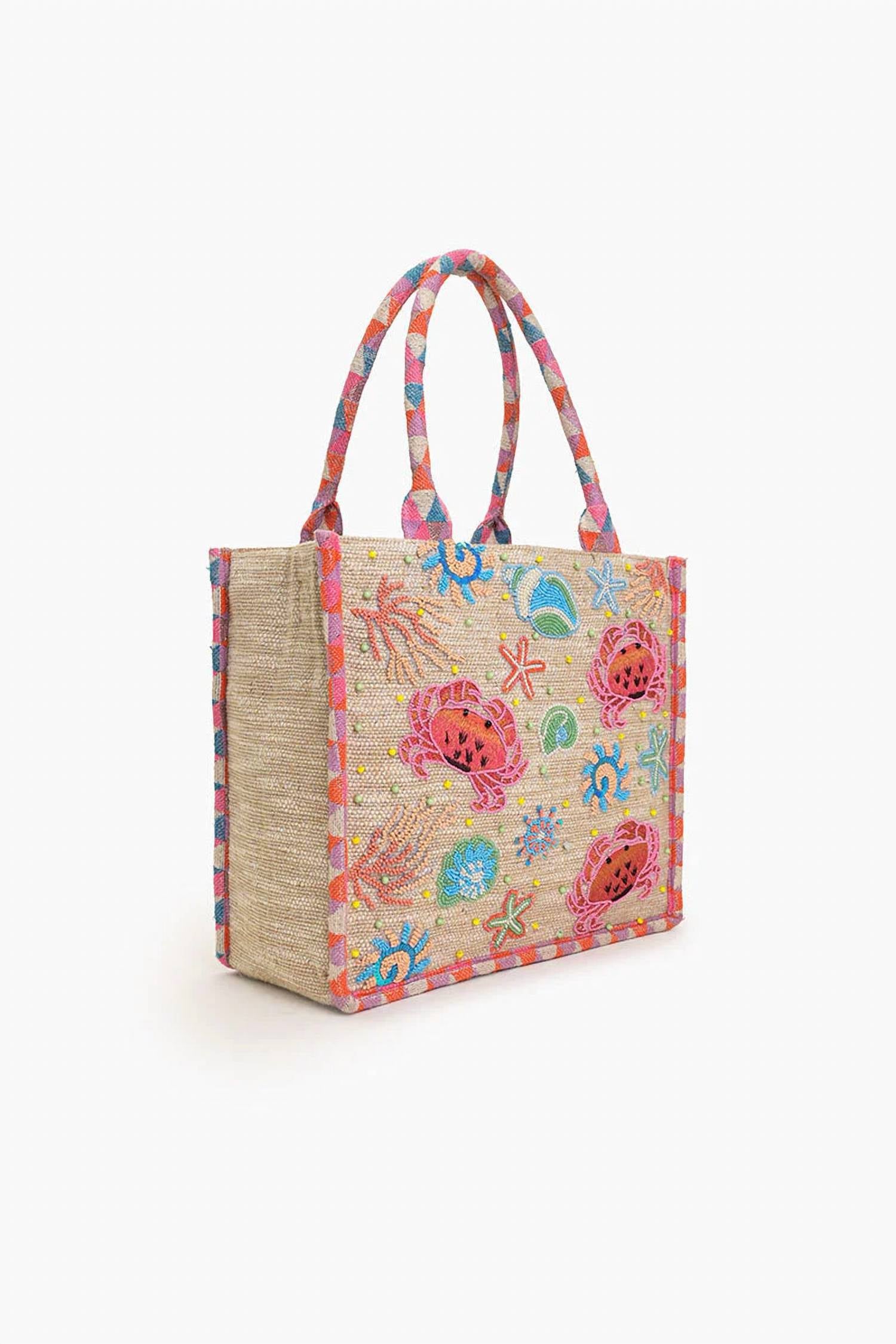 America & Beyond - Crab Shell Embelished Tote Bag