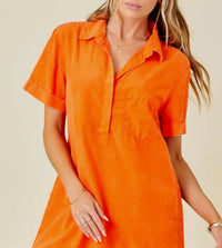 Day + Moon - Washed Denim Shirt Mini Dress