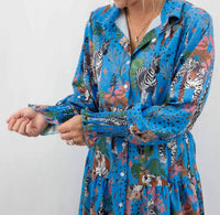 Sundayup - Safari Print Button Up Shirt Midi Dress