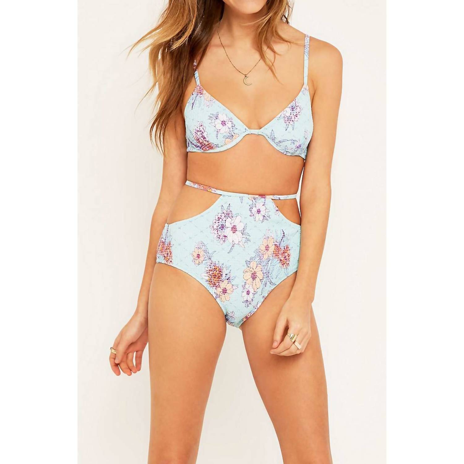 AMAZONIA SHIRRED FLORAL BIKINI TOP