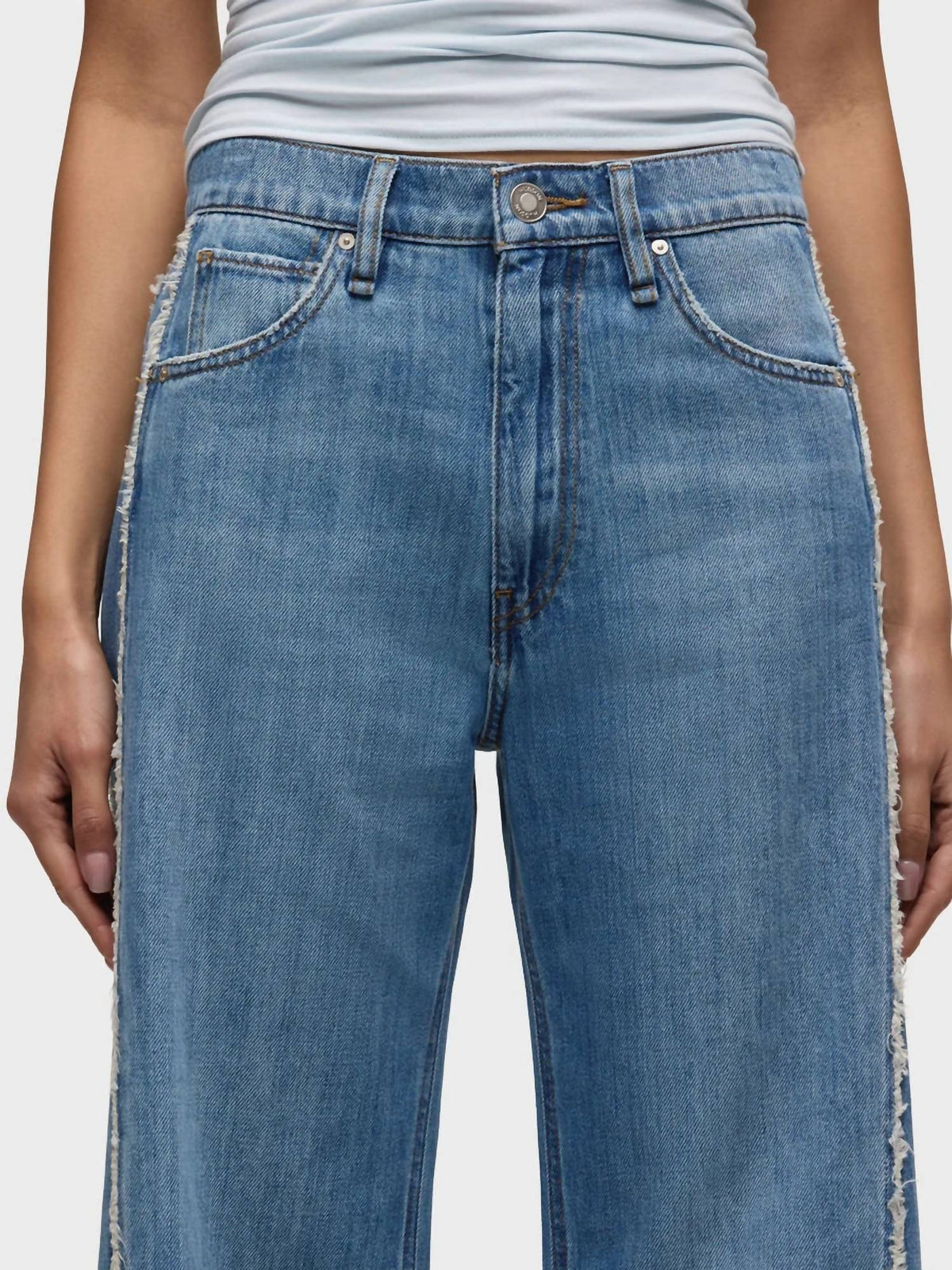 Hudson - Jodie Loose Fit Wide Leg With Frayed Seams Jeans