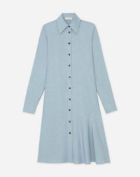 Lafayette 148 - Petite Slubbed Cotton Flounced Shirtdress