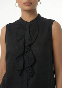 Area Stars - Women's Sleeveless Ruffle Linen Top