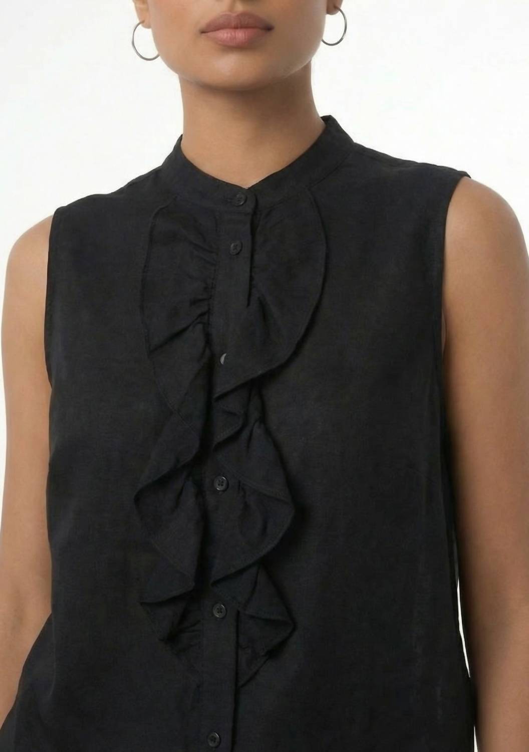 Area Stars - Women's Sleeveless Ruffle Linen Top
