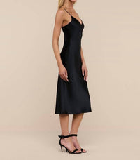 L'Agence Jodie Silk Slip Dress in black - women's dress - detail view