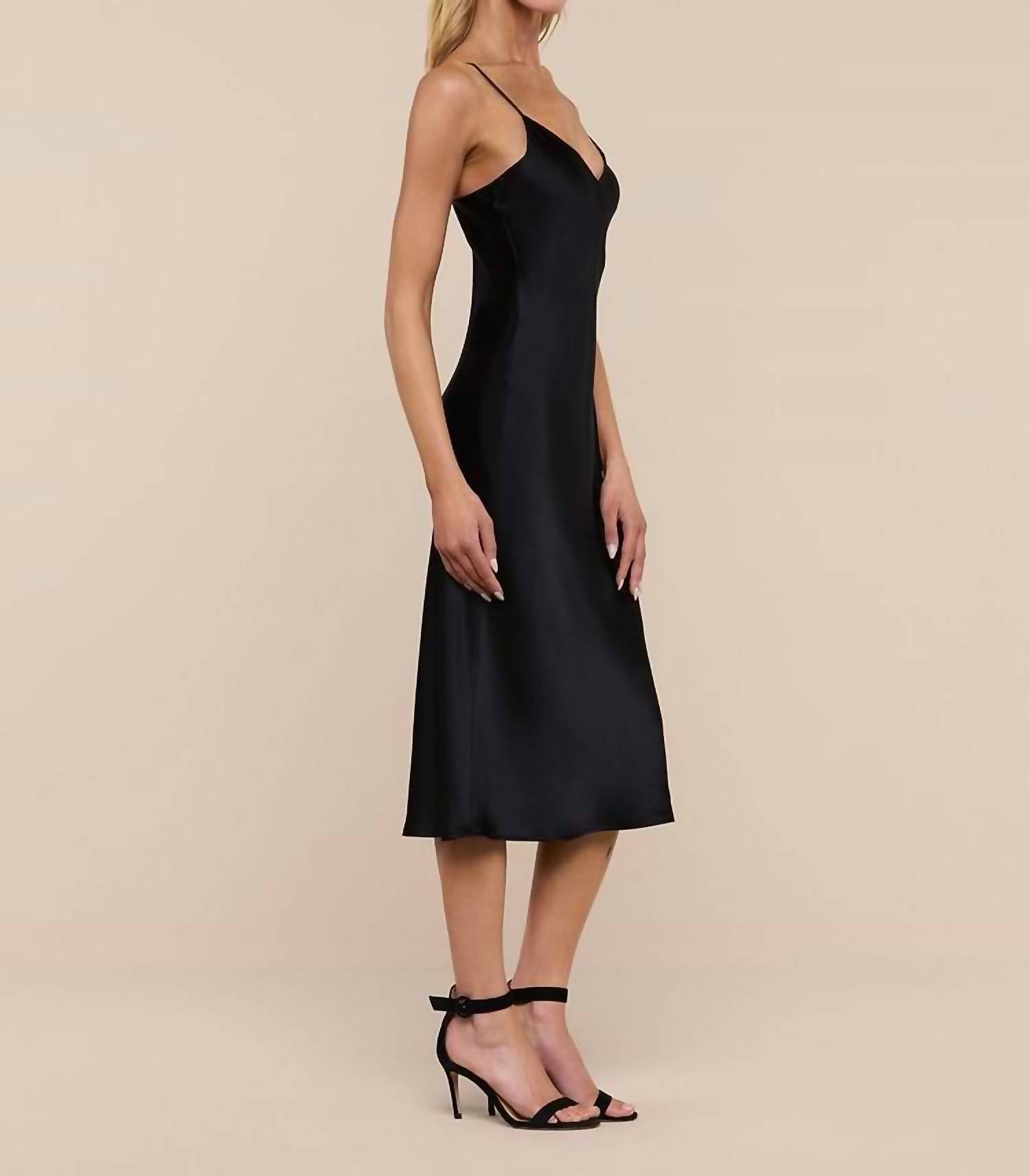 L'Agence Jodie Silk Slip Dress in black - women's dress - detail view