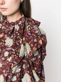 Brea Silk Long Sleeve Tie Bow Top Blouse Multi