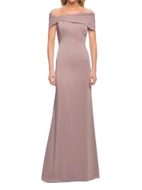 La Femme Off The Shoulder Gown in champagne - women's dress