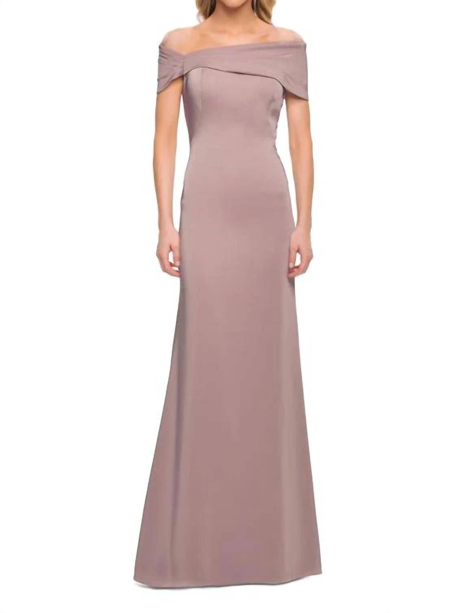 La Femme Off The Shoulder Gown in champagne - women's dress