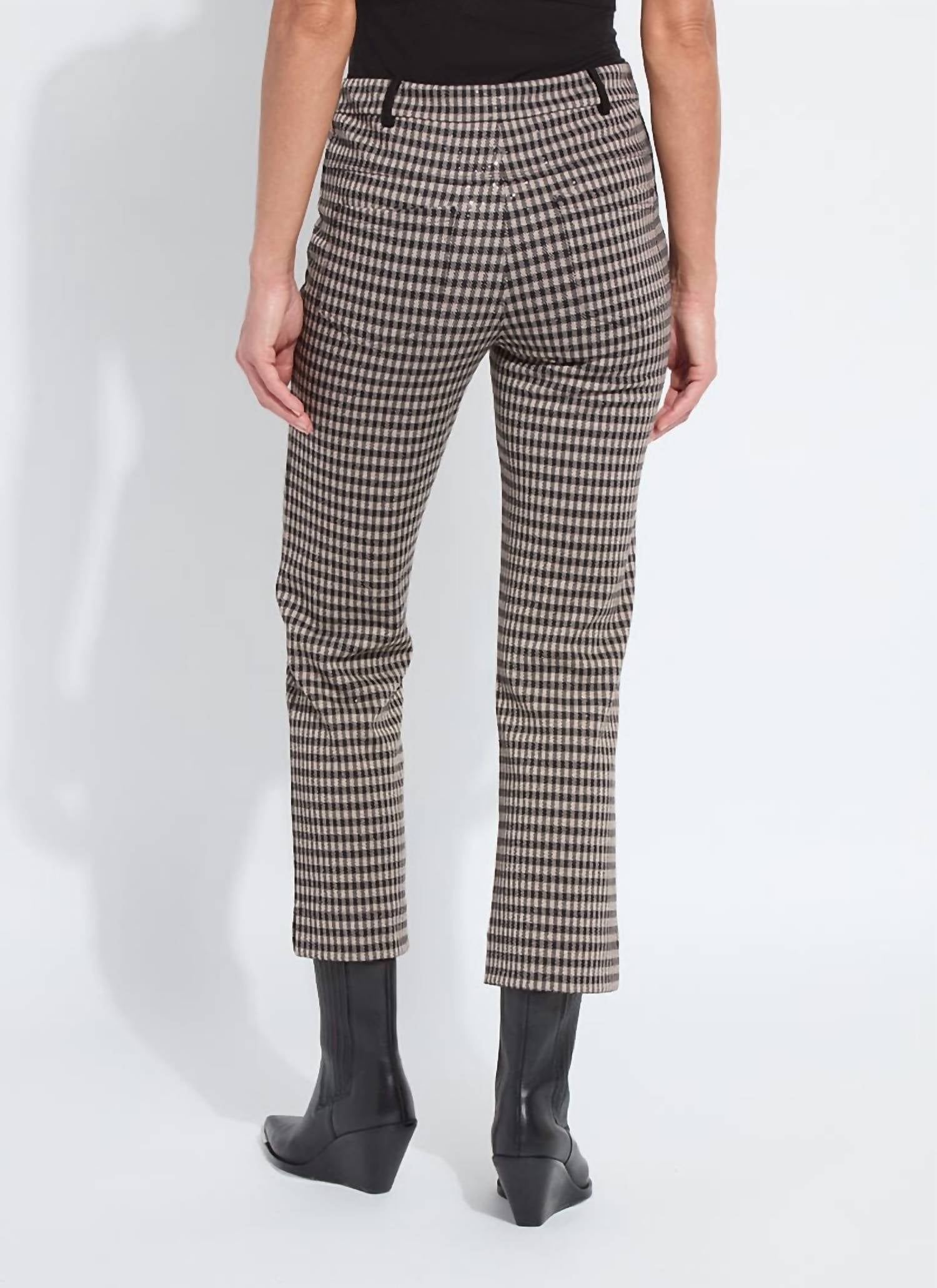 Lysse Women's Colleen Metallic Ankle Baby Boot Pant in silver foil check - women's pants - alternate view