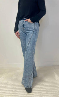 Saige Denim - Wide Leg Seam Detail Jeans