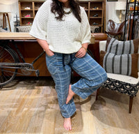 Aaron & Amber - Semi Barrel Jeans With Tie Belt - Plus