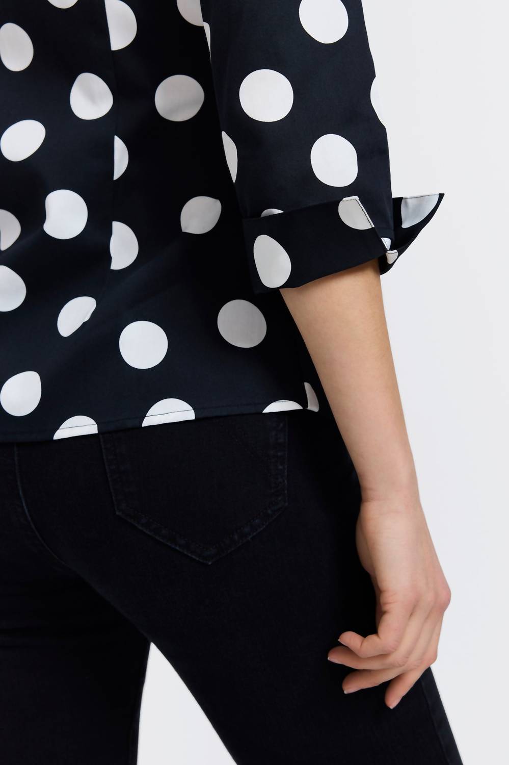 Foxcroft - Women's Salina Polka Dot Three Quarter Sleeve Top