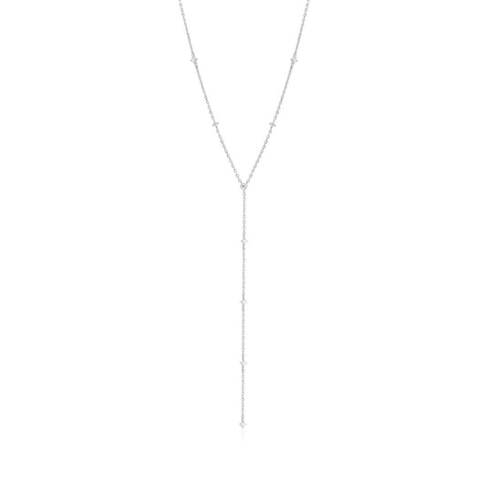 Eklexic - Women's Cz Studded Lariat Necklace
