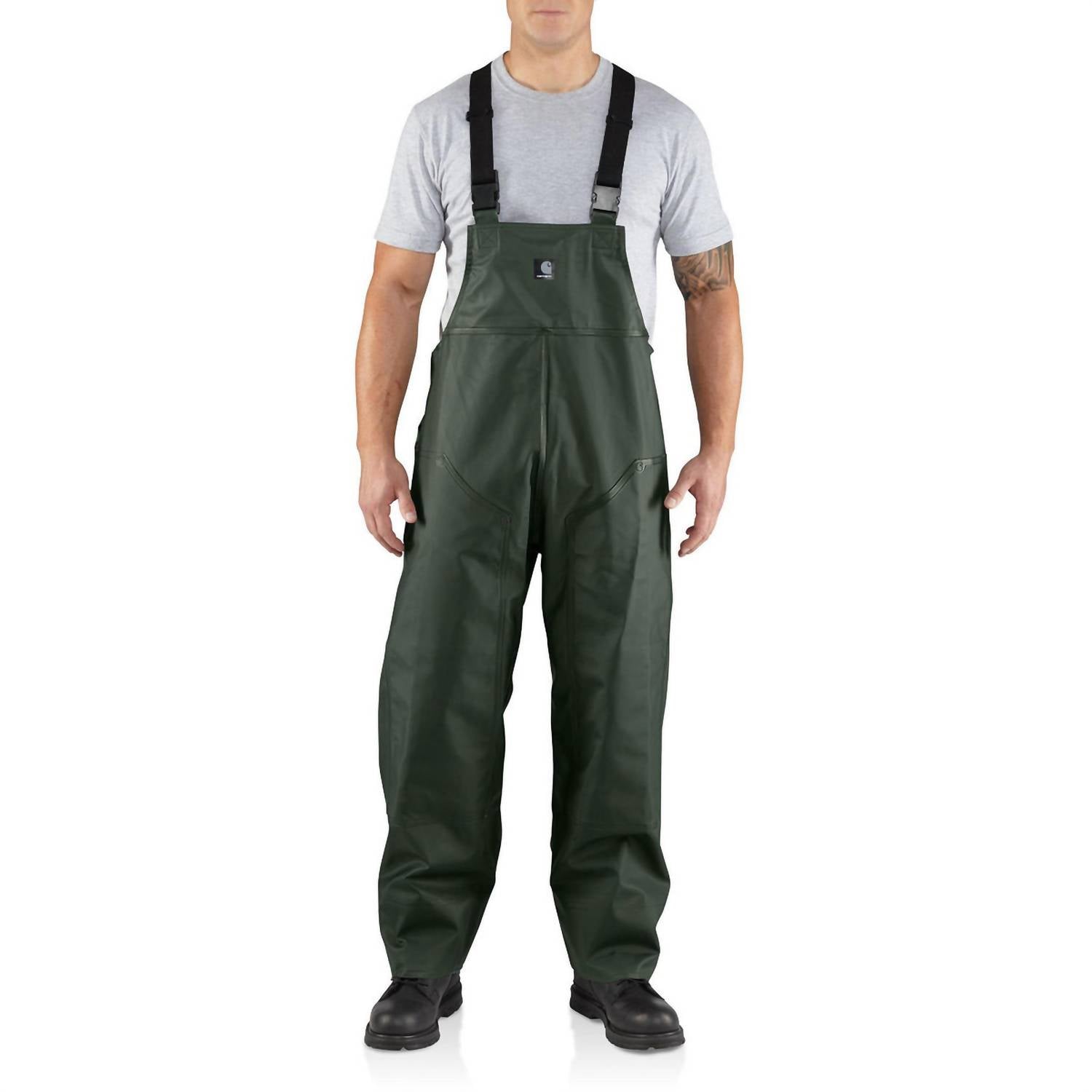 carhartt Pvc Rain Bib Overalls in green - women's jeans