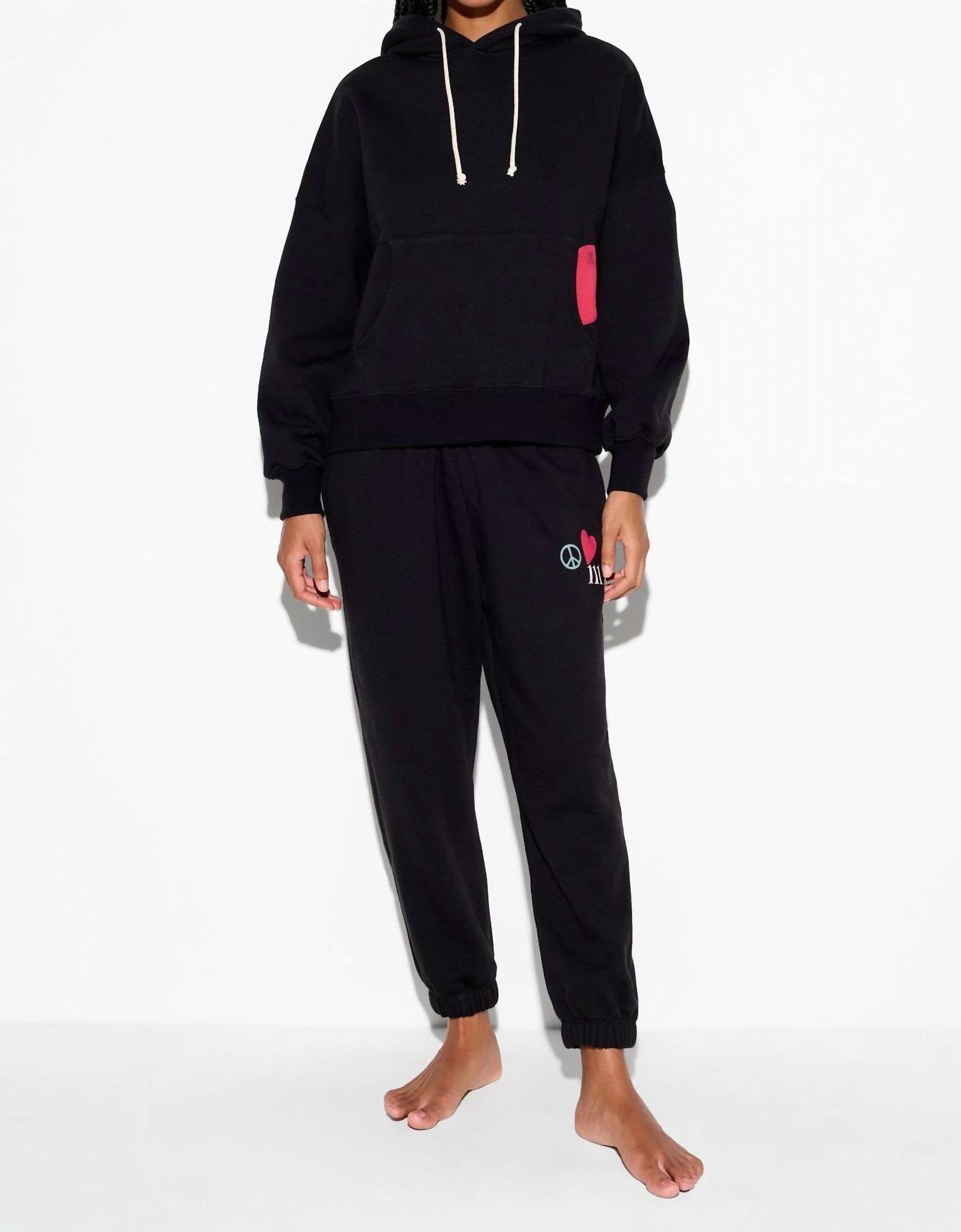 SPIRITUAL GANGSTER Power Of Love Malibu Hoodie in black - women's top