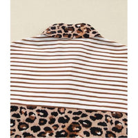 Aapparella - Stripe Leopard Patchwork Maxi Shirt Dress