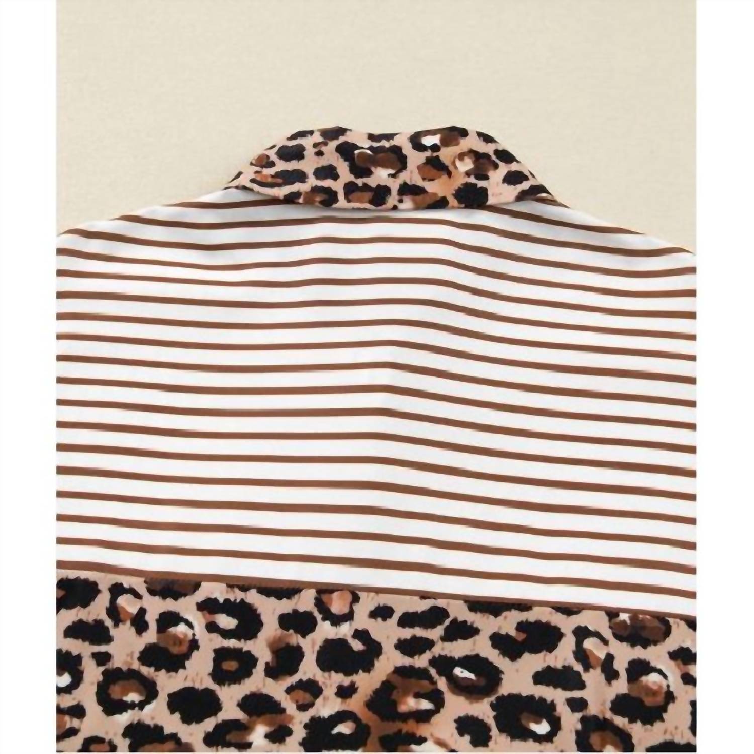 Aapparella - Stripe Leopard Patchwork Maxi Shirt Dress