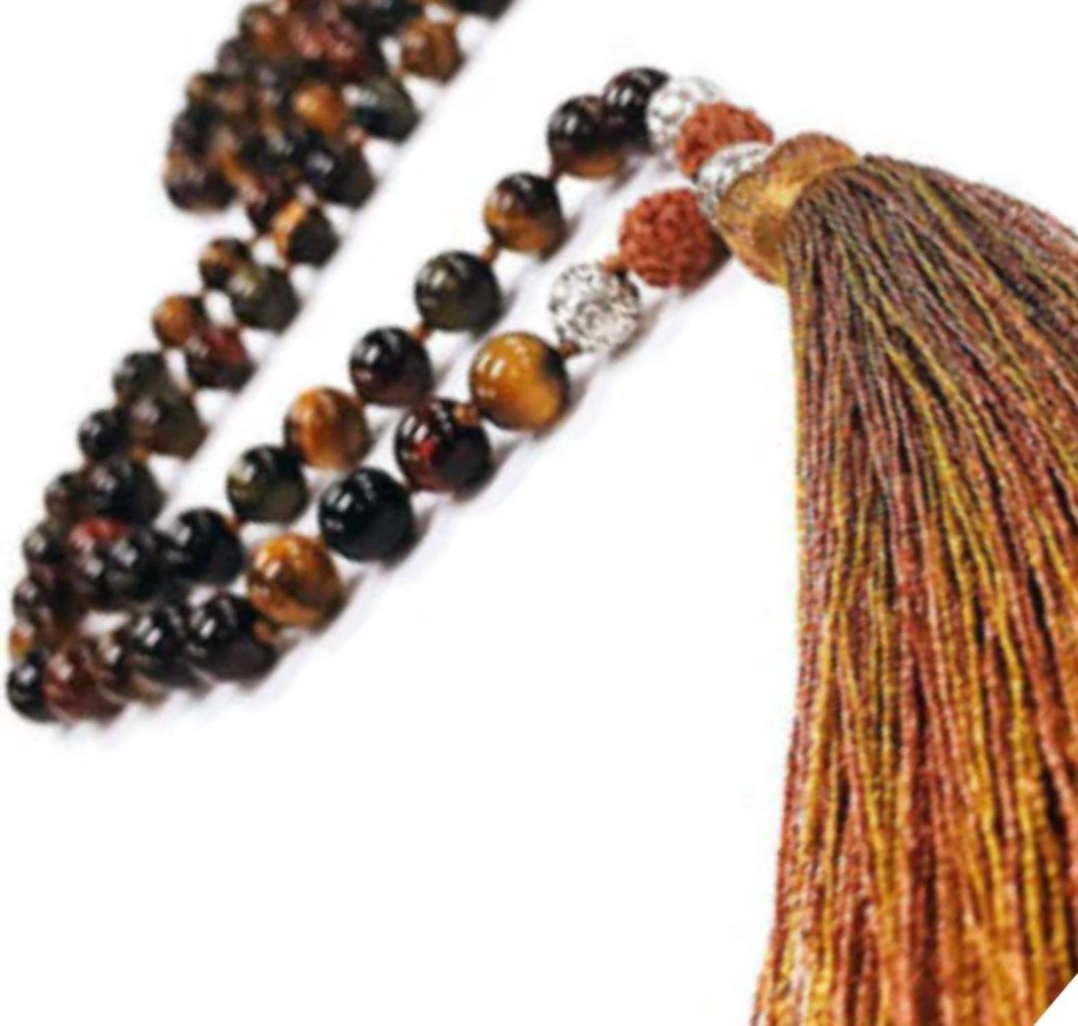 Jacqueline Kent - Women's Tiger's Eye Rudrasksha Mala Beads Necklace