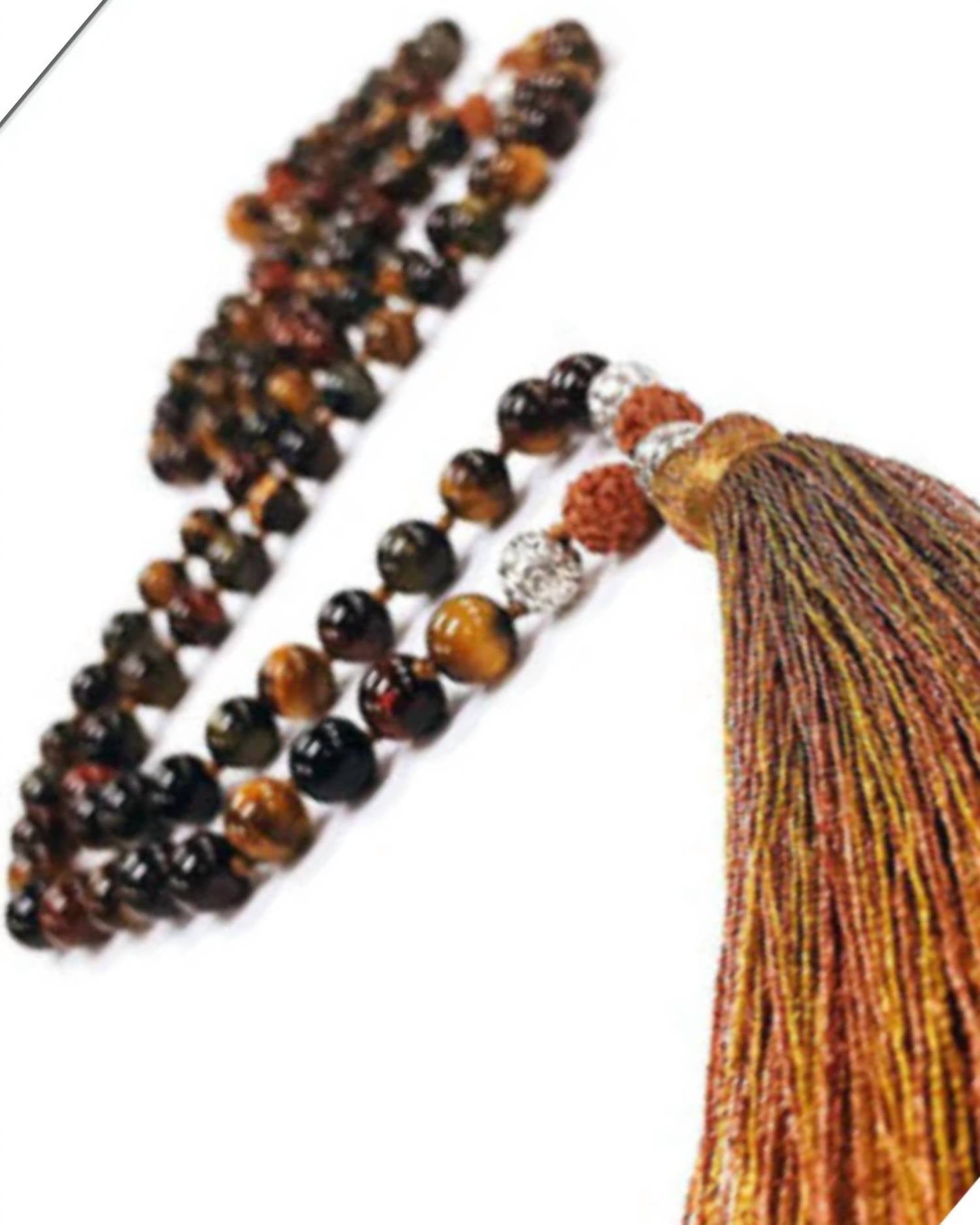 Jacqueline Kent - Women's Tiger's Eye Rudrasksha Mala Beads Necklace