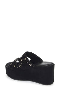 CORDANI Women's Jayne Platform Wedge Slide Sandal in black suede - women's sandal - alternate view