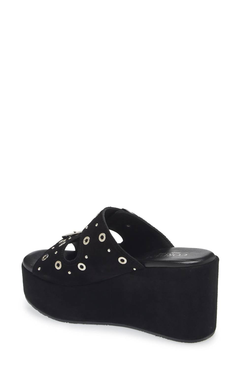 CORDANI Women's Jayne Platform Wedge Slide Sandal in black suede - women's sandal - alternate view