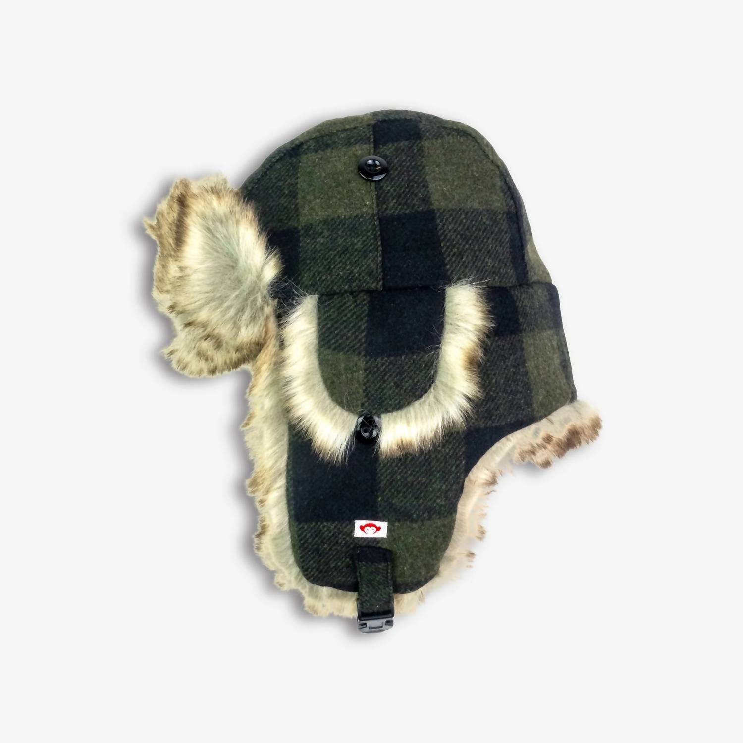 Appaman Kid's Trapper Hat in olive plaid - kids' hat