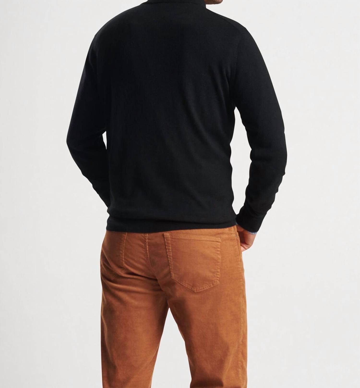 Peter Millar - Men's Autumn Crest Suede Trim 1/4 Zip Sweater
