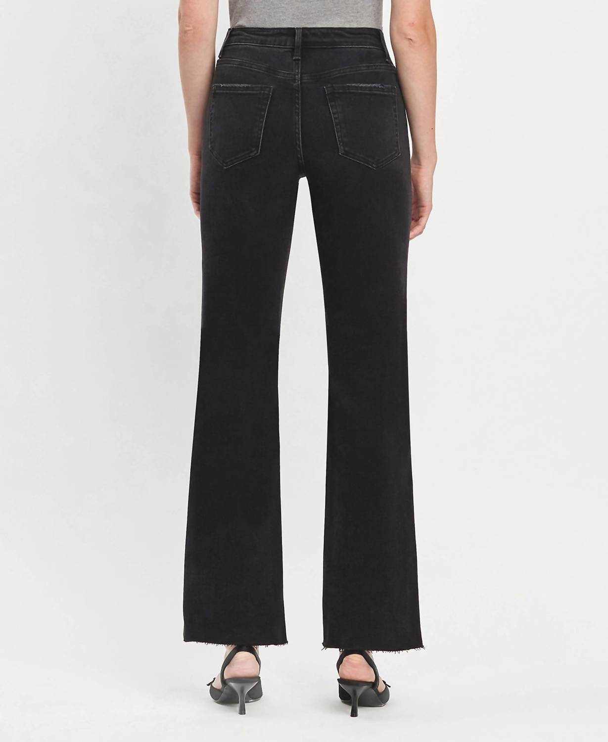 FLYING MONKEY Alexis High Rise Slim Wide Leg Jeans in black - women's jeans - view 6