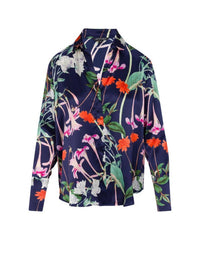 catherine gee Daria French Cuff Silk Blouse in midnight bloom - women's blouse - alternate view