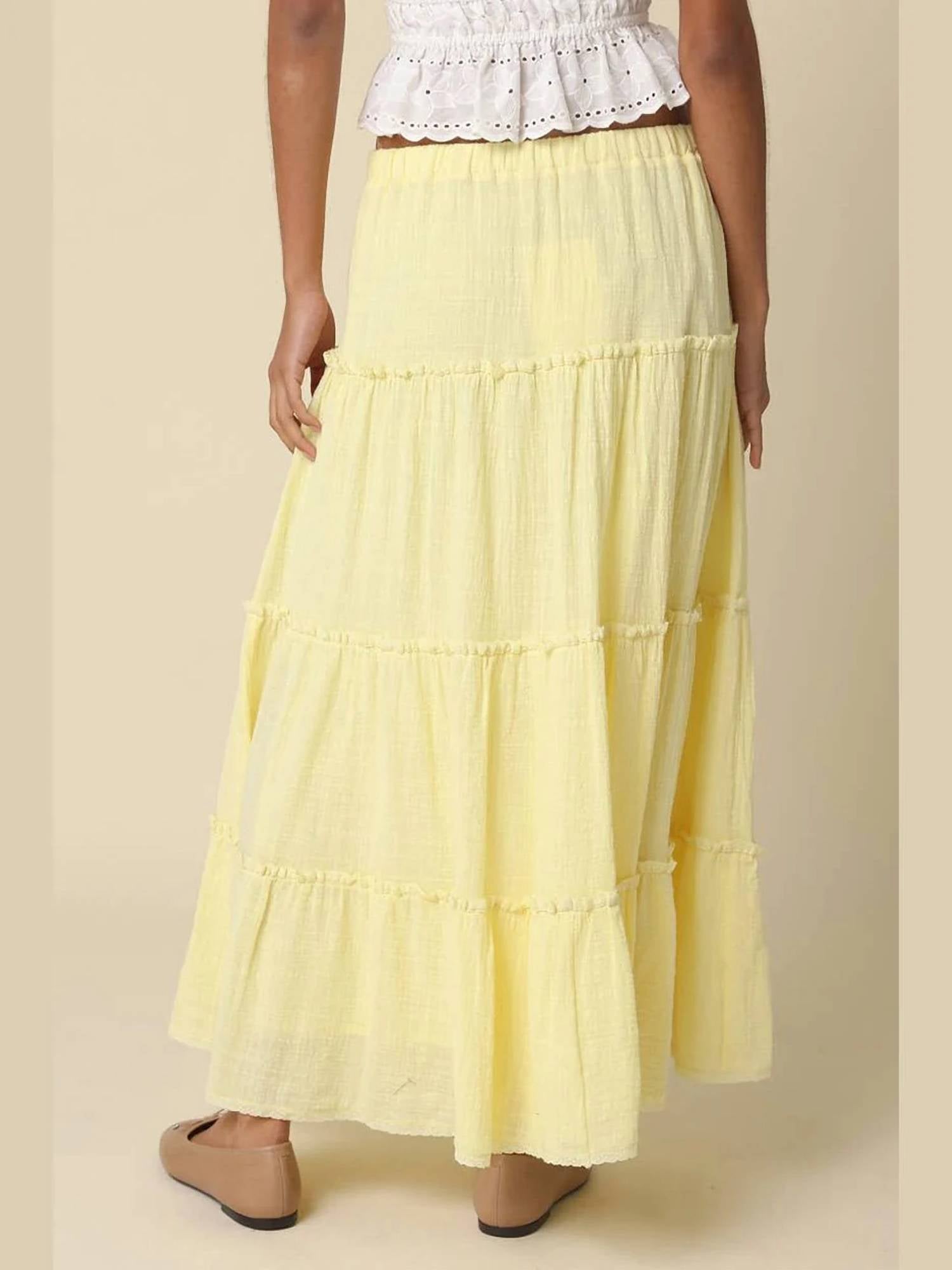 Olivaceous - Brooke Tiered Maxi Skirt