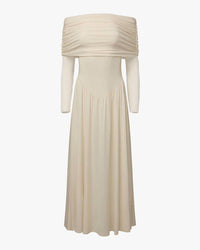 We Wore What - Off Shoulder Ruched Midi Dress