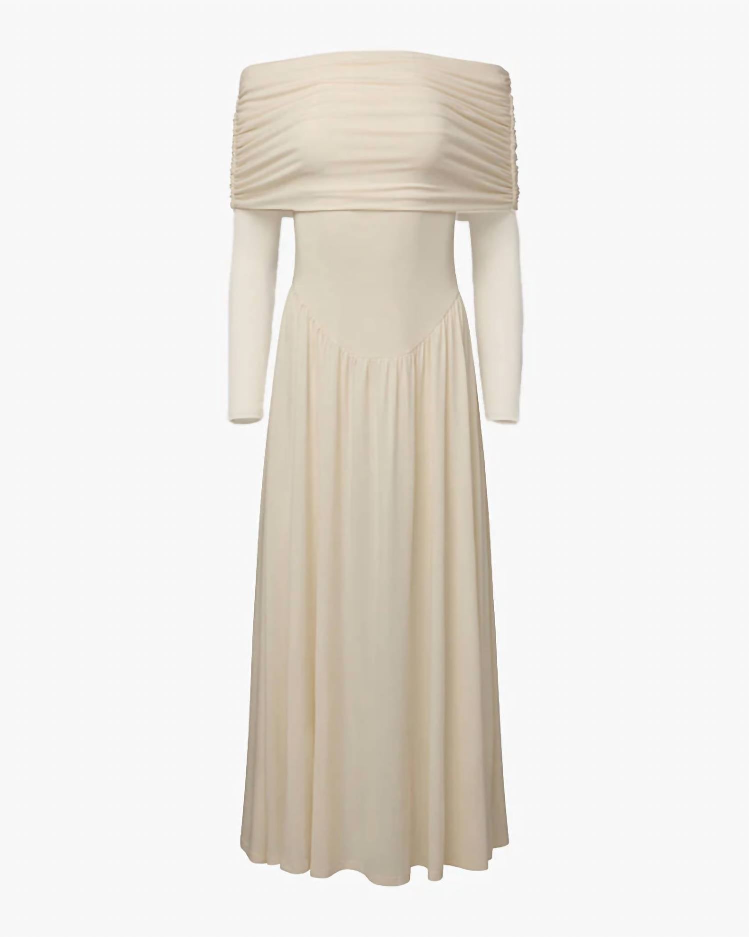 We Wore What - Off Shoulder Ruched Midi Dress