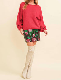 Cloud Ten - Flower Sequin Mini Skirt