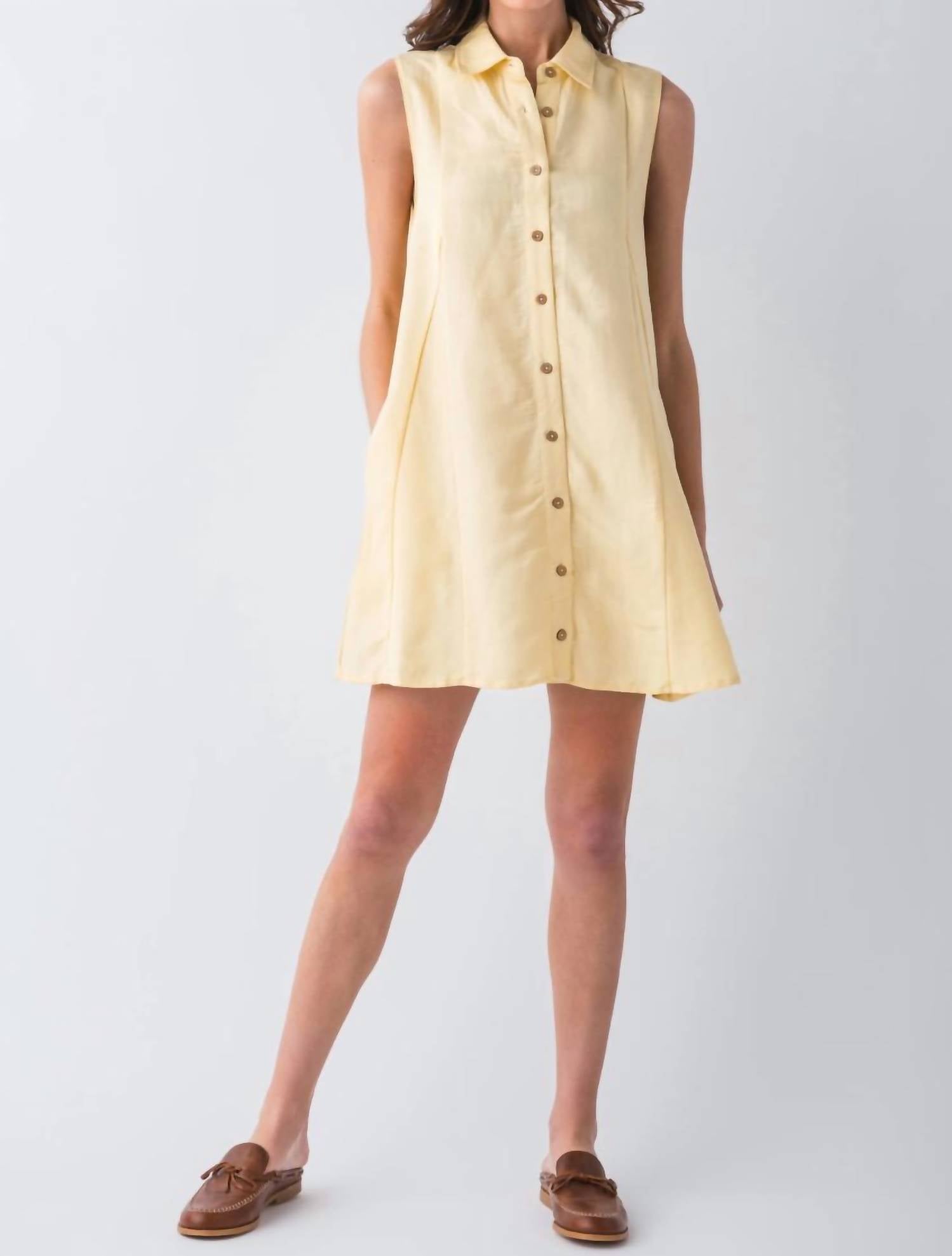 ELAN Collared Button Up Dress in vanilla - women's dress