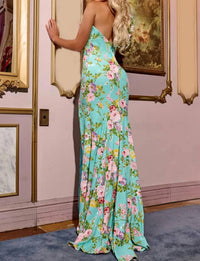 Jovani - Floral One-shoulder Gown With High Slit
