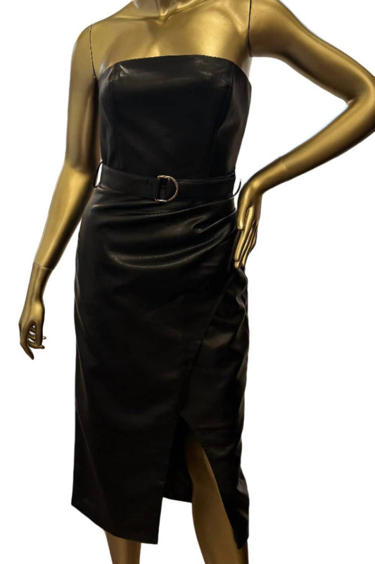 Karina Grimaldi - Women's Samantha Strapless Vegan Leather Midi Dress