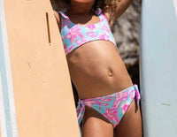 SNAPPER ROCK Girl's Tropical Glow Crop Bikini in yellow - kids' bikini - alternate view