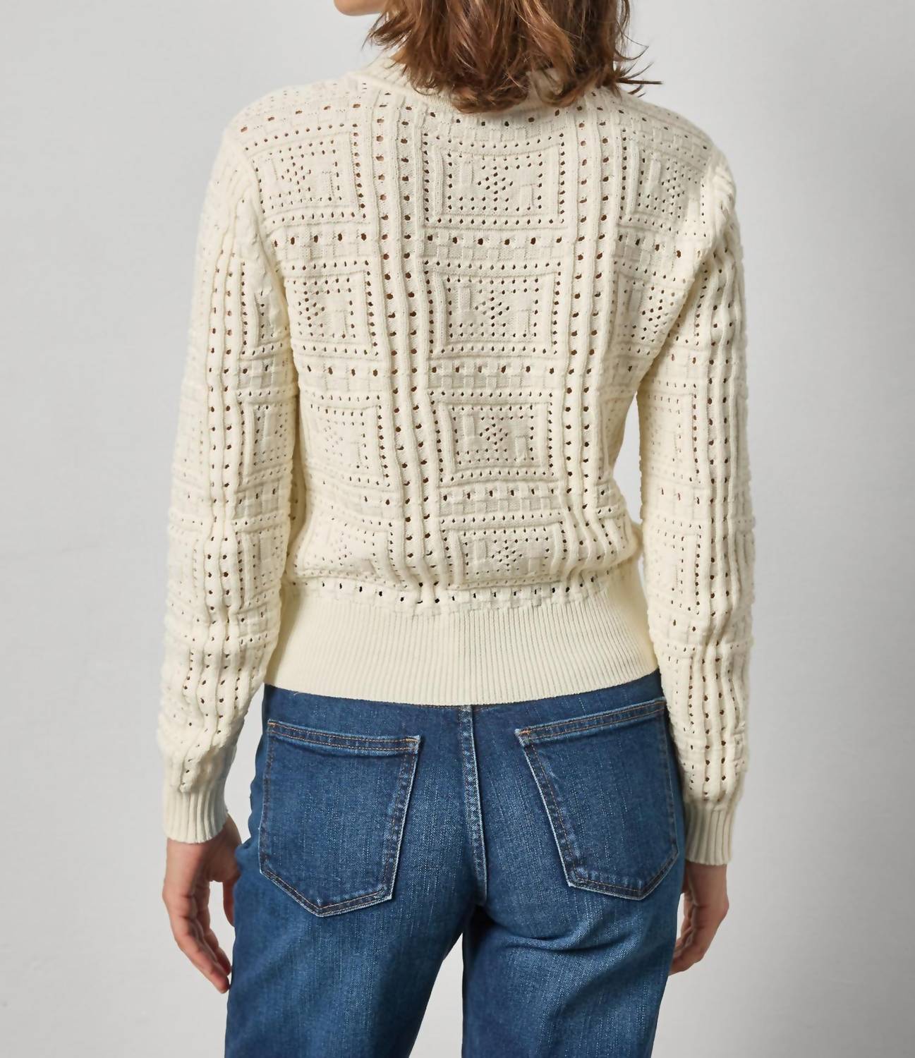 Lilla P - Patchwork Stitch Crewneck Sweater Top